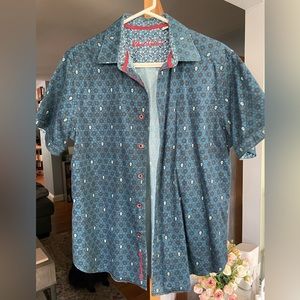 Robert graham skull print short sleeve button down shirt